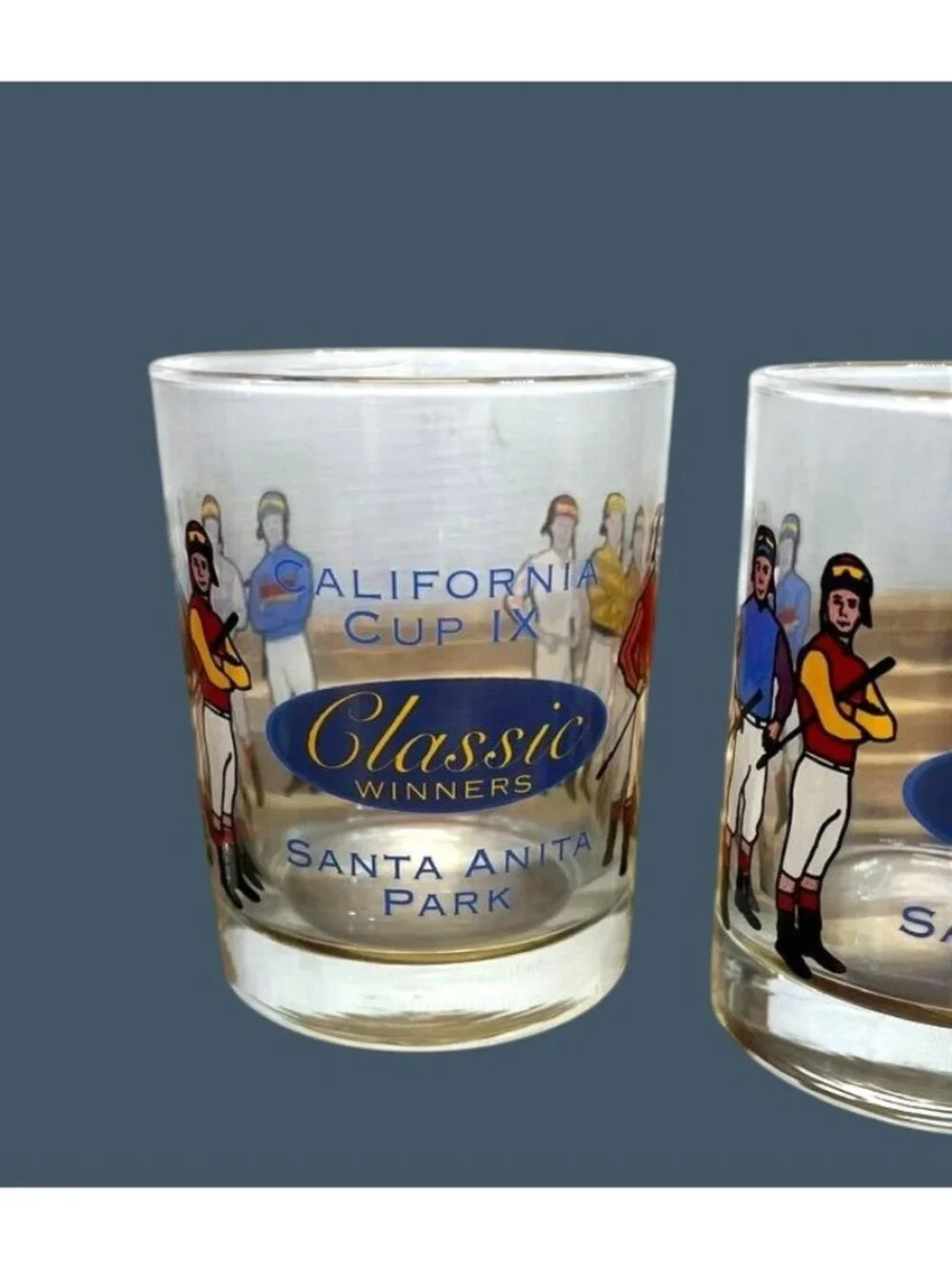 California Cup IX Santa Anita Park Jockey Glass Set Of 6 Classic Winners Horse R